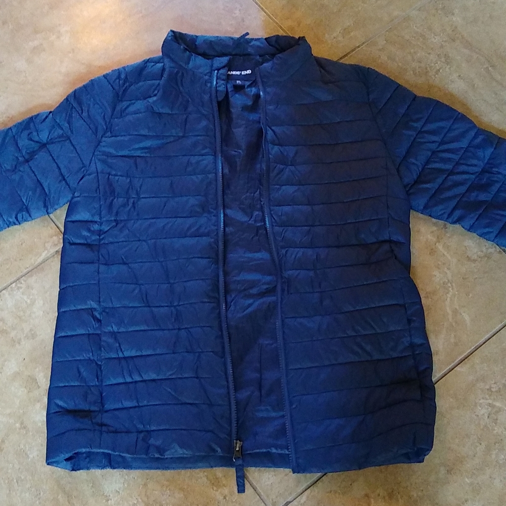 Lands end jacket navy blue size 18-20